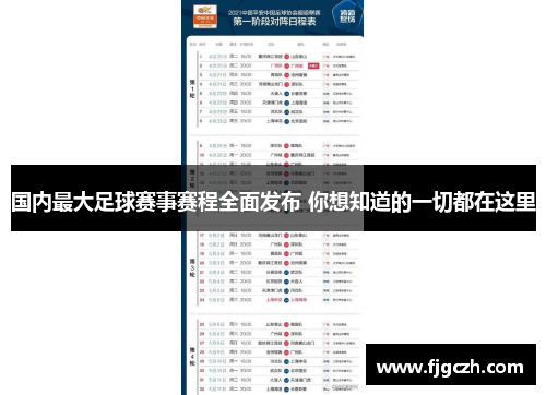 国内最大足球赛事赛程全面发布 你想知道的一切都在这里